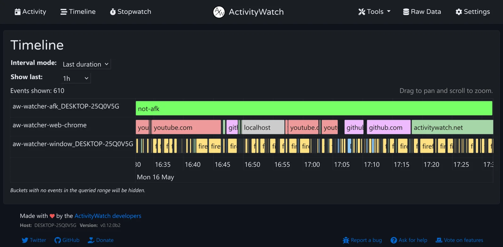 ActivityWatch v0.12: Timeline (dark)