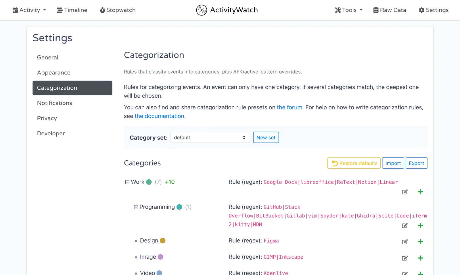 ActivityWatch v0.14.0: Categorization