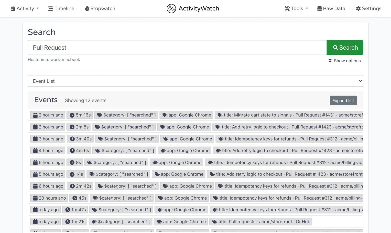 ActivityWatch v0.14.0: Search